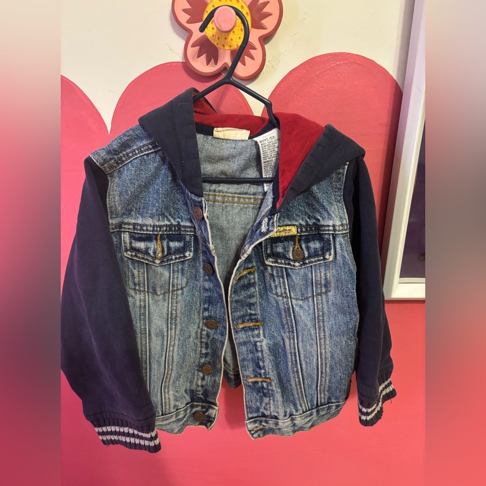 Levi's Kids Denim Jacket with Navy Sleeves and Hood